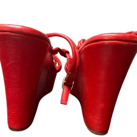 Ralph Lauren Collection Spring 07 Red Strappy Sandals Napa Leather Wedge US 9 - Picture 8 of 14